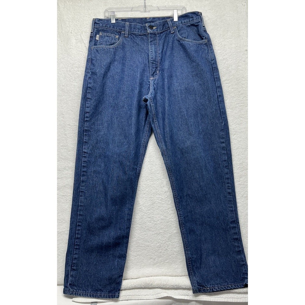 Carhartt FR Mens Size 38X32 Blue Fire Resistant Denim Work Jeans (K1)